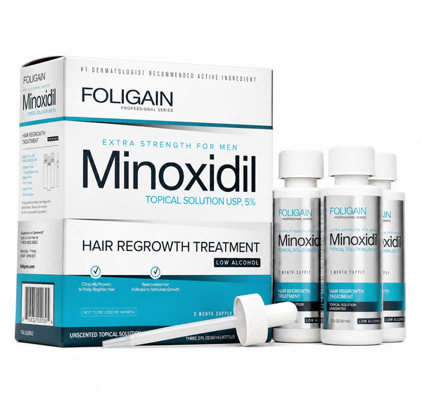 FOLIGAIN® Low Alcohol Minoxidil 5% Hair Regrowth Treatment For Men 3 Month Supply - FOLIGAIN EUROPE