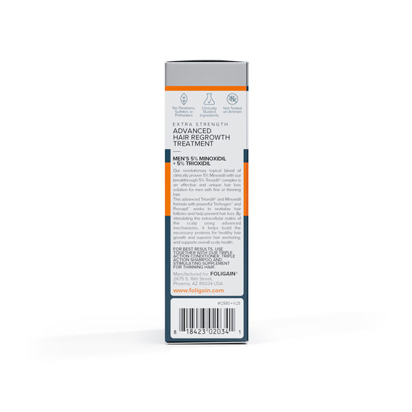 FOLIGAIN Napredna obnova las za moške Minoksidil 5% + Trioxidil 5%